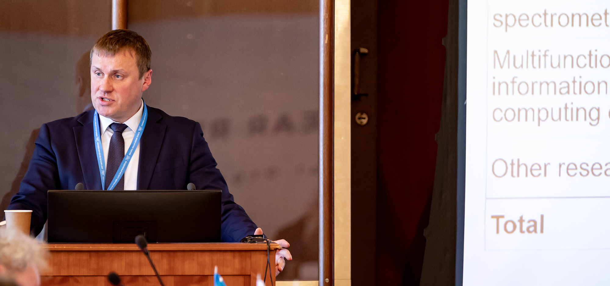 Chairman of JINR Finance Committee M. V. Kalinin at a Committee session